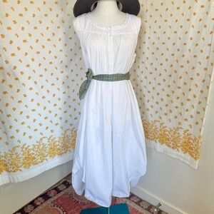 White Cotton Prairie Dress Medium Cottagecore Doen Style Lace Trim